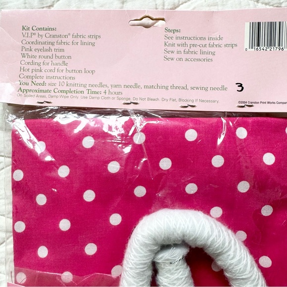 Vintage Cranston Fabri Knit Knitting fabric kit. Pretty in Pink Purse Deadstock - Picture 5 of 6
